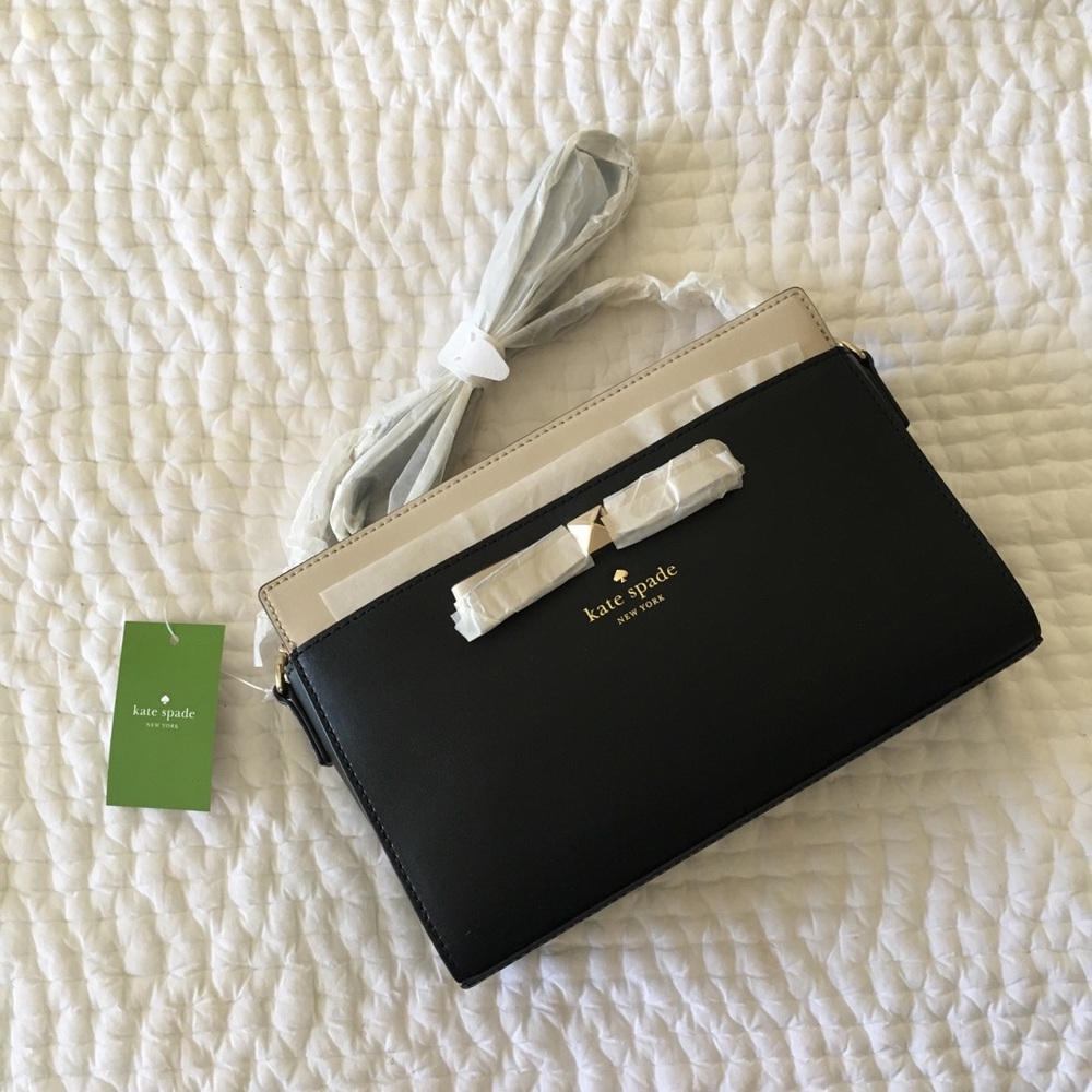 New! Kate Spade black & white crossbody with bow!!